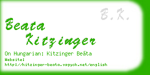 beata kitzinger business card
